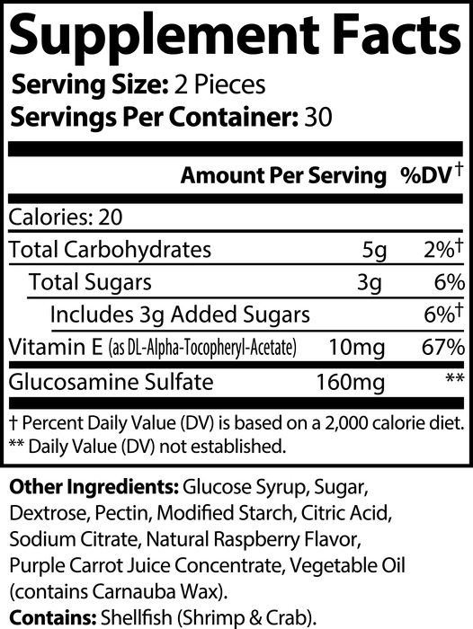 Joint Support Gummies ( 30 Servings- Raspberry )